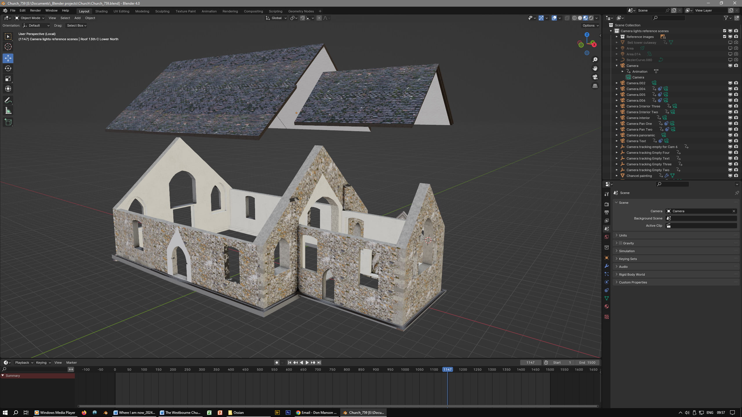 WESTBOURNE HISTORY PHOTO, CHURCH, St. JOHN, ANIMATION, BLENDER TOOL, TEXTURES