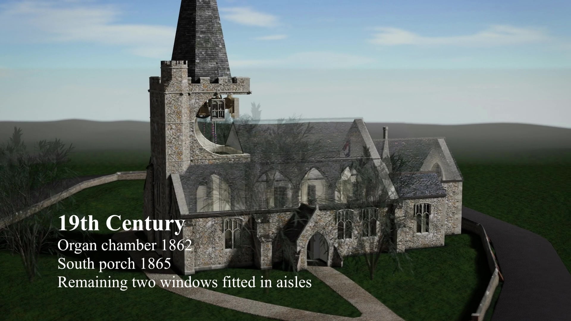 WESTBOURNE HISTORY PHOTO, CHURCH, St. JOHN, ANIMATION, CUTAWAY VIEW