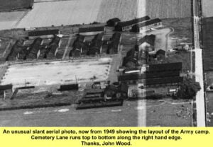 WESTBOURNE HISTORY PHOTO, MEMORIES , ARMY CAMP . CEMETERY LANE , 1949 , AERIAL