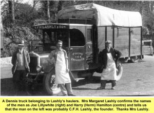 WESTBOURNE HISTORY PHOTO, LASHLY, HAULIER, DENNIS TRUCK, LILLYWHITE, HARRY HERM HAMILTON, LILLYWHITE