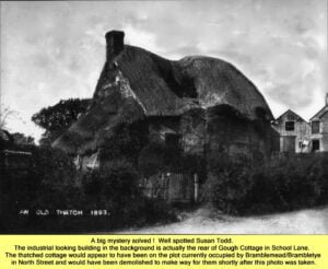 WESTBOURNE HISTORY PHOTO, NORTH STREET, THATCH, GOUGH COTTAGE, BRAMBLE, 1893