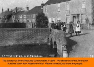 WESTBOURNE HISTORY PHOTO, COMMONSIDE, 1908, ALDSWORTH POND, STREAM