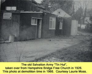 WESTBOURNE HISTORY PHOTO, SALVATION ARMY, BAND, TIN HUT, 1966. FREE CHURCH, LAURIE MOSS, DEMOLISHED