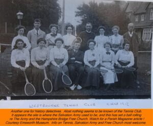 WESTBOURNE HISTORY PHOTO, TENNIS CLUB, 1912, SALVATION ARMY, FREE CHURCH