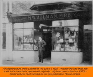 WESTBOURNE HISTORY PHOTO, GROVE, SHOPS, CHEMIST, VIROL, HOLMAN