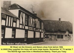 WESTBOURNE HISTORY PHOTO, SQUARE, GROCER, MEAD,BAKER,HOVIS,STAGS HEAD